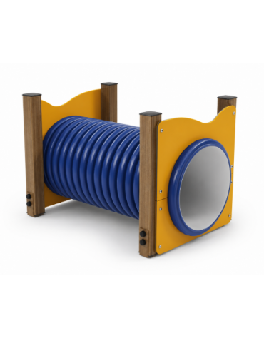 Dog Tunnel per cani - 4 pali portanti in alluminio rifinito in legno light e pannelli colorati e tunnel in HDPE - cm 125x87x83h