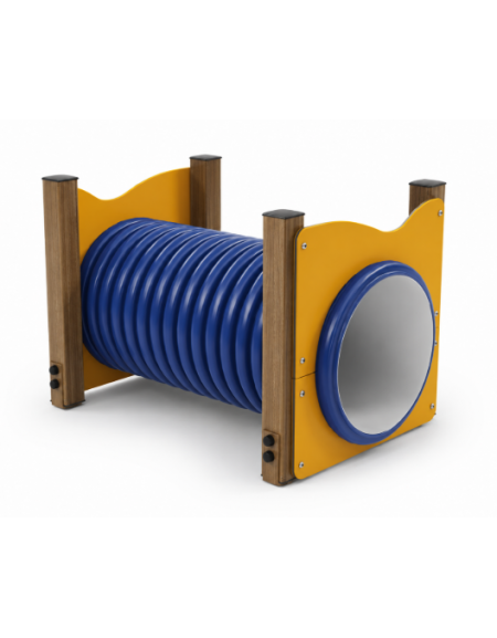 Dog Tunnel per cani - 4 pali portanti in alluminio rifinito in legno light e pannelli colorati e tunnel in HDPE - cm 125x87x83h