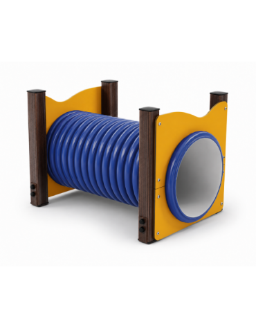 Dog Tunnel per cani - 4 pali portanti in alluminio rifinito in legno dark e pannelli colorati e tunnel in HDPE - cm 125x87x83h
