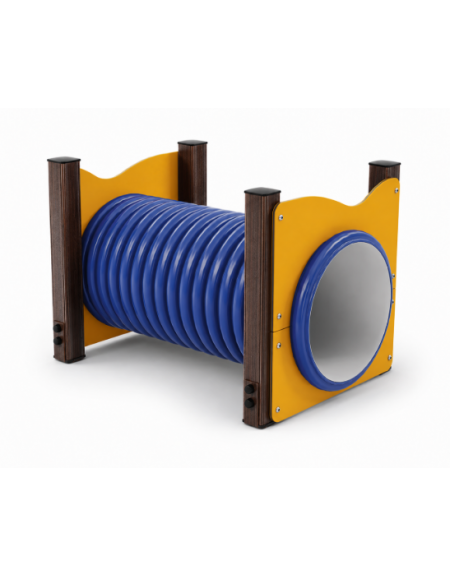 Dog Tunnel per cani - 4 pali portanti in alluminio rifinito in legno dark e pannelli colorati e tunnel in HDPE - cm 125x87x83h