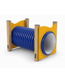 Dog Tunnel per cani - 4 pali portanti in legno termotrattato e pannelli colorati e tunnel in HDPE - cm 125x87x83h
