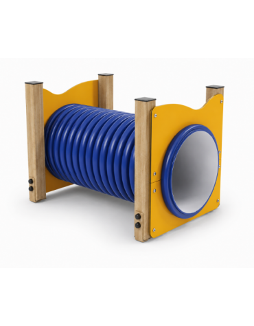 Dog Tunnel per cani - 4 pali portanti in legno termotrattato e pannelli colorati e tunnel in HDPE - cm 125x87x83h