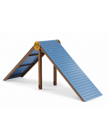 Dog Up and Down per cani - formato da pali in alluminio rifinito legno light, assi HDPE e pedana antiscivolo - cm 412x108x170h
