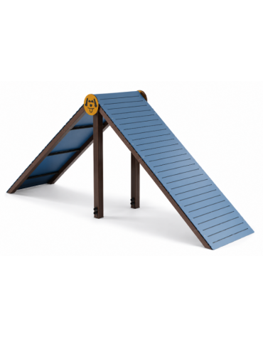 Dog Up and Down per cani - formato da pali in alluminio rifinito in legno dark, assi HDPE e pedana antiscivolo  - cm 412x108x170
