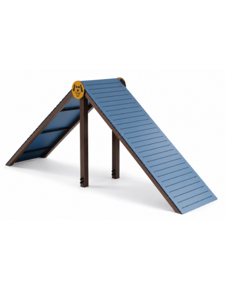 Dog Up and Down per cani - formato da pali in alluminio rifinito in legno dark, assi HDPE e pedana antiscivolo  - cm 412x108x170