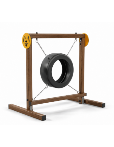 Dog Jump in the wheel per cani - pali portanti in alluminio rifinito in legno light, ruota in gomma e catene - cm 168x120x161h