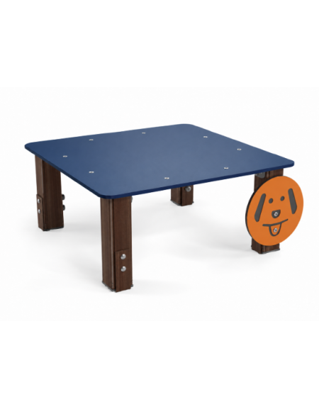 Dog table per cani - pali portanti in alluminio rifinito in legno dark, asse in HDPE - cm 90x90x39h