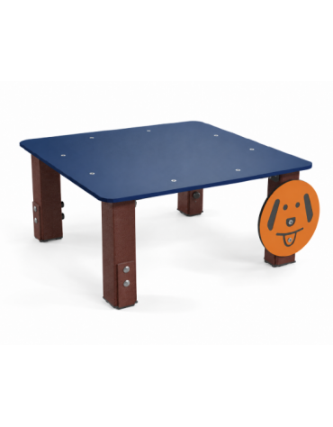Dog table per cani - pali portanti in plastica riciclata, asse in HDPE - cm 90x90x39h