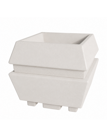Fioriera forma quadra in cemento calcestruzzo per esterno - colore Bianco pietra - cm 98x98x90h - Conforme ai CAM