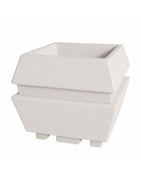 Fioriera forma quadra in cemento calcestruzzo per esterno - colore Bianco pietra - cm 98x98x90h - Conforme ai CAM
