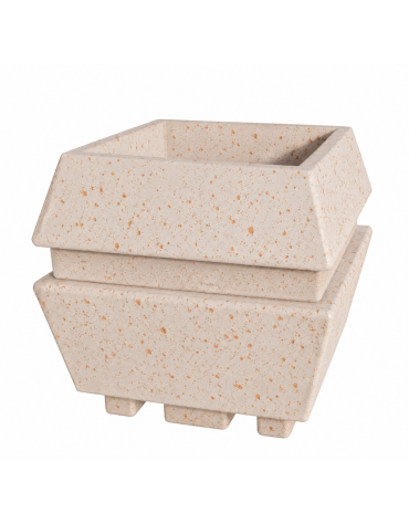 Fioriera forma quadra in cemento calcestruzzo per esterno - colore Bianco travertino - cm 98x98x90h - Conforme ai CAM
