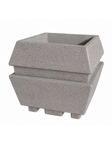 Fioriera forma quadra in cemento calcestruzzo per esterno - colore Bianco sabbiato - cm 98x98x90h - Conforme ai CAM