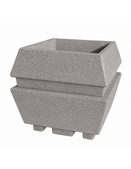Fioriera forma quadra in cemento calcestruzzo per esterno - colore Bianco sabbiato - cm 98x98x90h - Conforme ai CAM