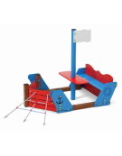 Gioco barchetta per parco giochi , struttura in alluminio rifinito in legno light- cm 250x177x162h
