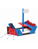 Gioco barchetta per parco giochi , struttura in alluminio rifinita in legno dark - cm 250x177x162h