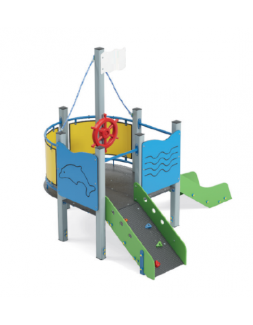 Gioco veliero mini per parco giochi, struttura in alluminio - cm 236x264x243h