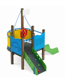 Gioco veliero mini per parco giochi, struttura in alluminio rifinito in legno light - cm 236x264x243h
