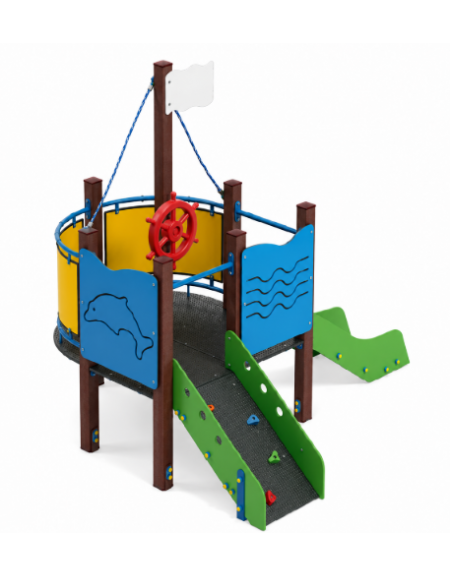Gioco veliero mini per parco giochi, struttura in plastica riciclata - cm 236x264x243h