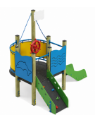 Gioco veliero mini per parco giochi, struttura in legno di pino nordico - cm 236x264x243h
