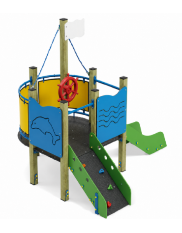 Gioco veliero mini per parco giochi, struttura in legno di pino nordico - cm 236x264x243h