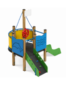 Gioco veliero mini per parco giochi, struttura in legno di pino termotrattato - cm 236x264x243h