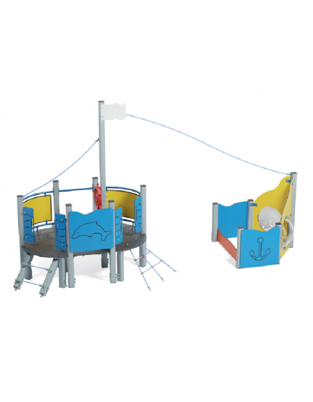 Gioco veliero medio per parco giochi , struttura in alluminio - cm 534x312x301h