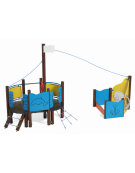 Gioco veliero medio per parco giochi , struttura in alluminio rifinito in legno dark  - cm 534x312x301h