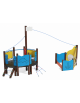 Gioco veliero medio per parco giochi , struttura in alluminio rifinito in legno dark - cm 534x312x301h