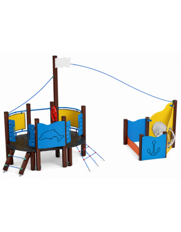 Gioco veliero medio per parco giochi , struttura in plastica riciclata - cm 534x312x301h