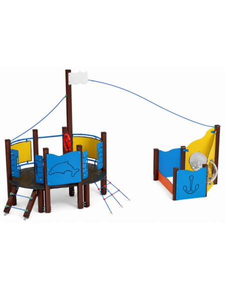 Gioco veliero medio per parco giochi , struttura in plastica riciclata - cm 534x312x301h