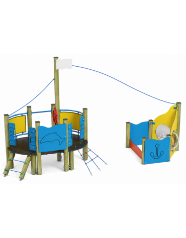 Gioco veliero medio per parco giochi , struttura in legno di pino nordico - cm 534x312x301h