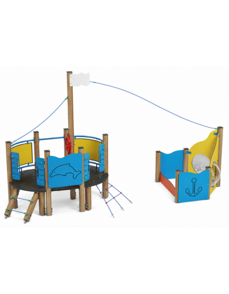 Gioco veliero medio per parco giochi , struttura in legno di pino termotrattato - cm 534x312x301h