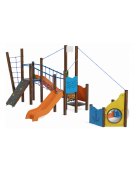 Gioco veliero per parco giochi, struttura in alluminio rifinito in legno light - cm 445x774x301h