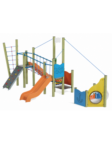 Gioco veliero per parco giochi , struttura in legno di pino nordico - cm 445x774x301h