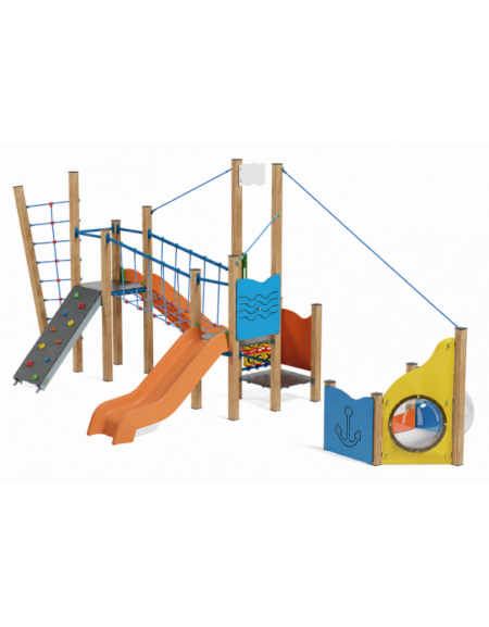 Gioco veliero per parco giochi , struttura in legno di pino termotrattato - cm 445x774x301h