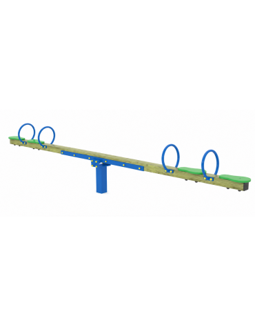 Bilico con seggiolini 4 posti con struttura in legno di pino nordico - cm 406x30x77h