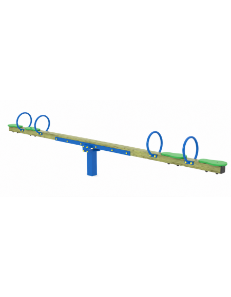 Bilico con seggiolini 4 posti con struttura in legno di pino nordico - cm 406x30x77h