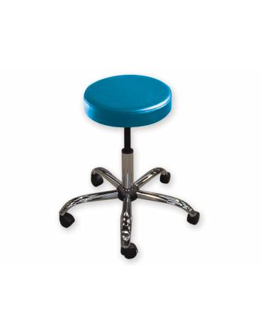 Sgabello con seduta imbottita in finta pelle Ø cm 33 cm - Altezza regolabile cm 53/68 - colore blu