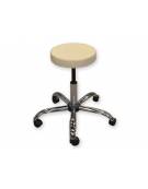 Sgabello con seduta imbottita in finta pelle Ø cm 33 cm - Altezza regolabile cm 53/68 - colore beige