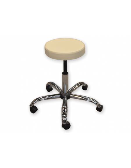 Sgabello con seduta imbottita in finta pelle Ø cm 33 cm - Altezza regolabile cm 53/68 - colore beige