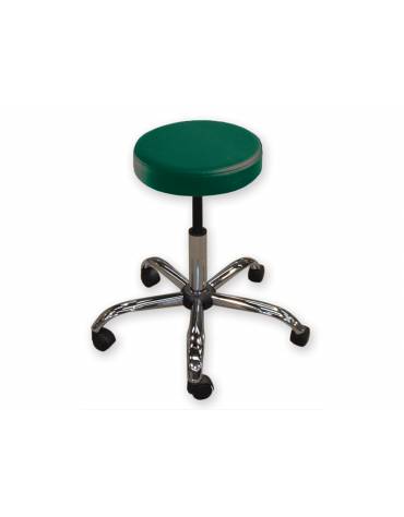 Sgabello con seduta imbottita in finta pelle Ø cm 33 cm - Altezza regolabile cm 53/68 - colore verde