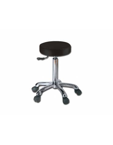 Sgabello con seduta imbottita in finta pelle Ø cm 33 cm - Altezza regolabile cm 53/68 - colore bianco
