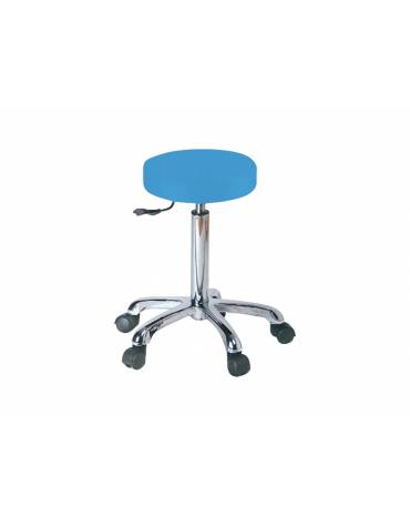 Sgabello con seduta imbottita in finta pelle Ø cm 33 cm - Altezza regolabile cm 53/68 - colore bianco