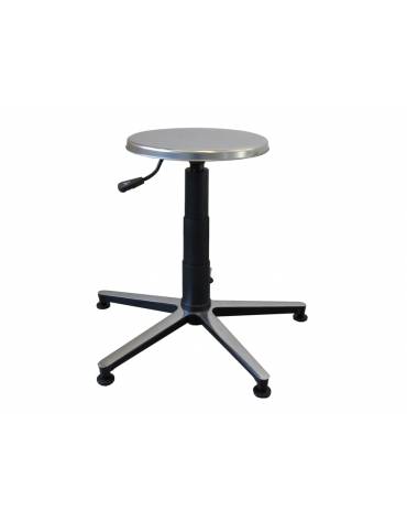 Sgabello con seduta in acciaio AISI 304 Ø 32 cm - Base fissa in alluminio - altezza regolabile da cm 46 a cm 65