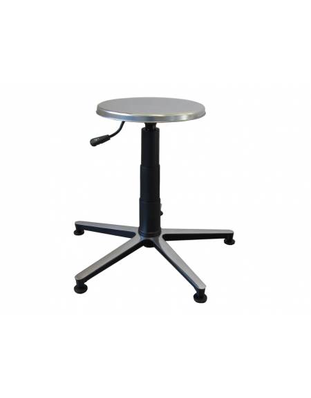 Sgabello con seduta in acciaio AISI 304 Ø 32 cm - Base fissa in alluminio - altezza regolabile da cm 46 a cm 65