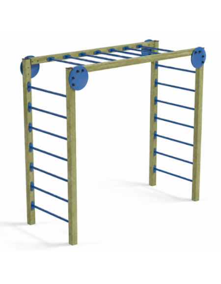 Arrampicata per esercizi ginnici con pali in legno di pino nordico e tubi in acciaio - cm 274x116x253h