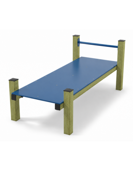 Panca piana per esercizi addominali con pali in legno di pino nordico e pianale in HDPE - cm 90x200x82h