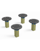 Elementi di equilibrio in legno di pino nordico con elementi circolari in HDPE - cm 90x90x28h