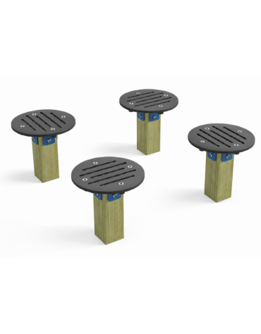 Elementi di equilibrio in legno di pino nordico con elementi circolari in HDPE - cm 90x90x28h