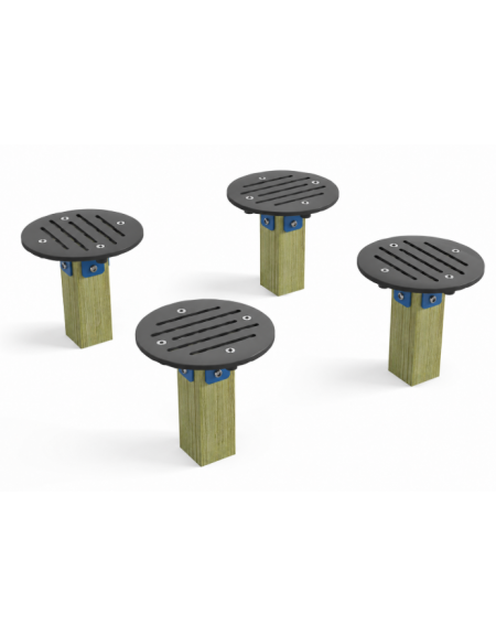 Elementi di equilibrio in legno di pino nordico con elementi circolari in HDPE - cm 90x90x28h